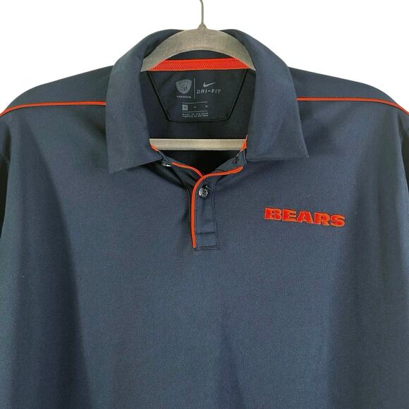 Chicago Bears Nike Sideline Performance Polo Shirt Dri Fit Navy Blue - Picture 5 of 13